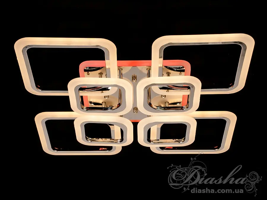 Современная LED люстра с подсветкой, серебряная люстра, 145W - фото 4