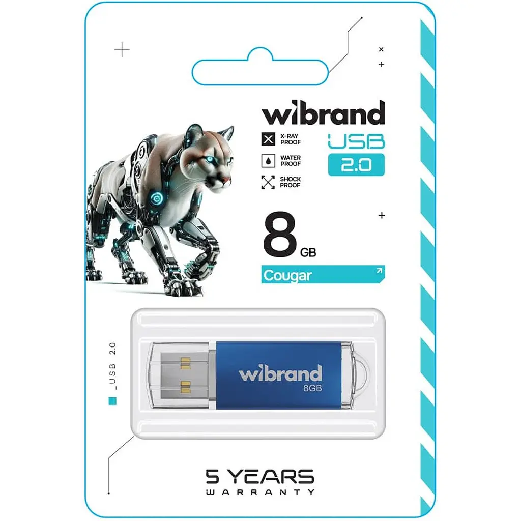 USB флеш-накопичувач Wibrand Cougar 8GB USB-A 2.0 Blue (WI2.0/CU8P1U) [170479] - фото 2