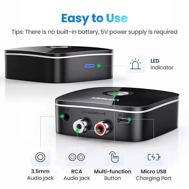 Бездротовий приймач Bluetooth – ресивер Ugreen CM123 - фото 3