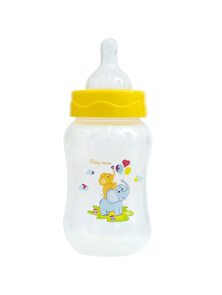 Пляшечка для годування з широким горлом 0+ Baby team 250 мл Жовтий - фото 2