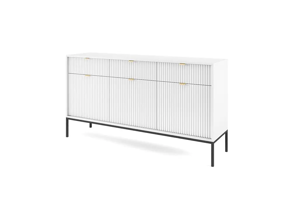 Комод Perfect Home Новая/Nova 3-дверный с 3 ящиками и черными ножками KSZ154 Белый (PFH-091240) - фото 5