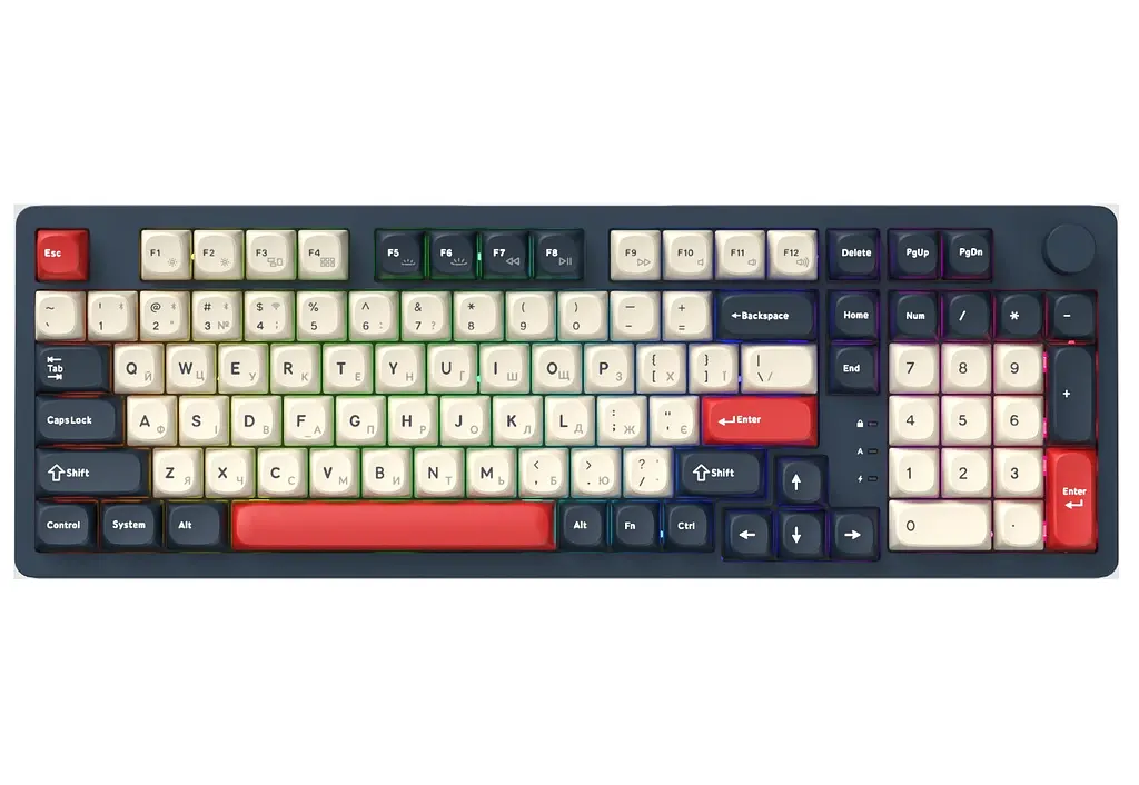 Клавиатура игровая механическая GamePro MK-305-BL Asgard Drakkar Keychron Super Red Switch Bluetooth 5.2/2.4 ГГц/USB Blue - фото 18