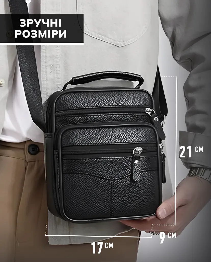 Чоловіча сумка барсетка 17x21x9, шкіряна сумочка планшет Tiding Bag 75003 чорна 170 - фото 4