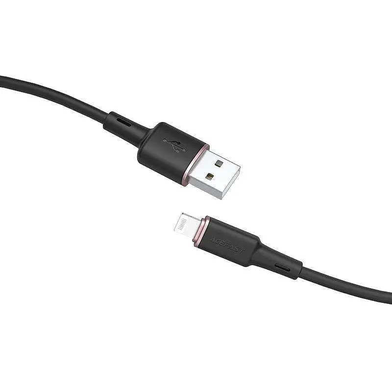Кабель Acefast C2-02 USB to iP 2.4A 1.2 м silicone zinc connectors чорний - фото 3