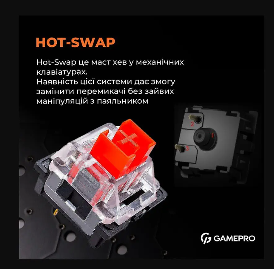 Клавіатура ігрова механічна GamePro MK-160 Red Swich Hot-Swap RGB White-Black - фото 5