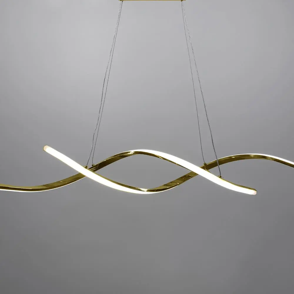 Удлиненная волнообразная люстра в золотом корпусе длиной 100 см | Ст. H 18L-1000 GD Line F - фото 2