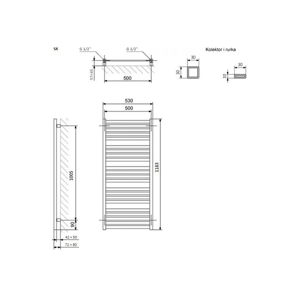 Сушарка для рушників Terma 1185x530 Marlin (WGMAR118053K916SX) - фото 3