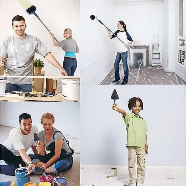 Набір малярних валиків PAINT ROLLER Універсальні валики для фарбування поверхонь, 2 шт. з ємністю для розкочування фарби та - фото 6