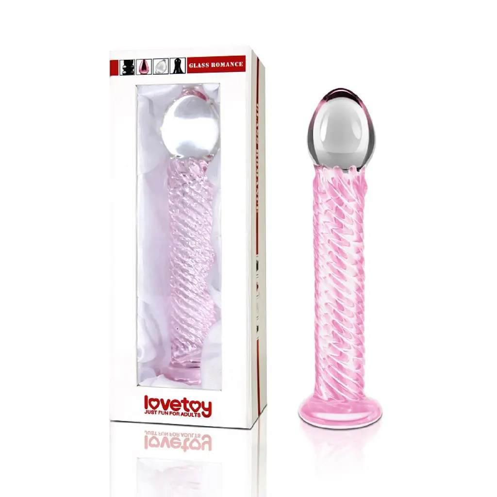Фалоімітатор LoveToy Glass Romance 17 см рожевий - фото 2