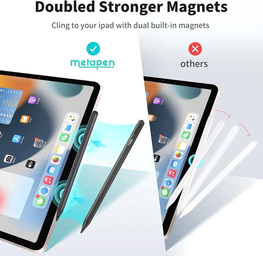 Стилус Metapen Pencil A8 Midnight Black, Precise & Smooth сумісний з Apple iPad 10th/9th~6, iPad Air 5/4/3, Stylus Pen для iPad - фото 4