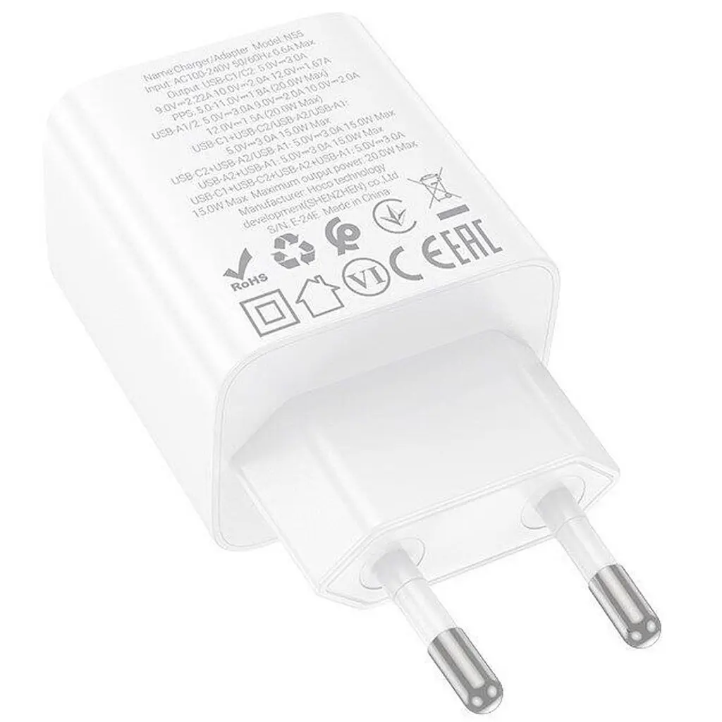 Мережевий зарядний пристрій Hoco N55 Fundador 20W White [125144] - фото 2
