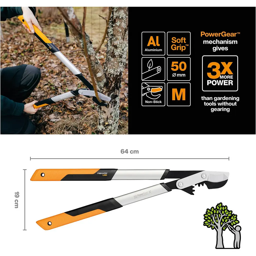 Сучкоріз площинний Fiskars PowerGearX LX94-M (1020187) - фото 8