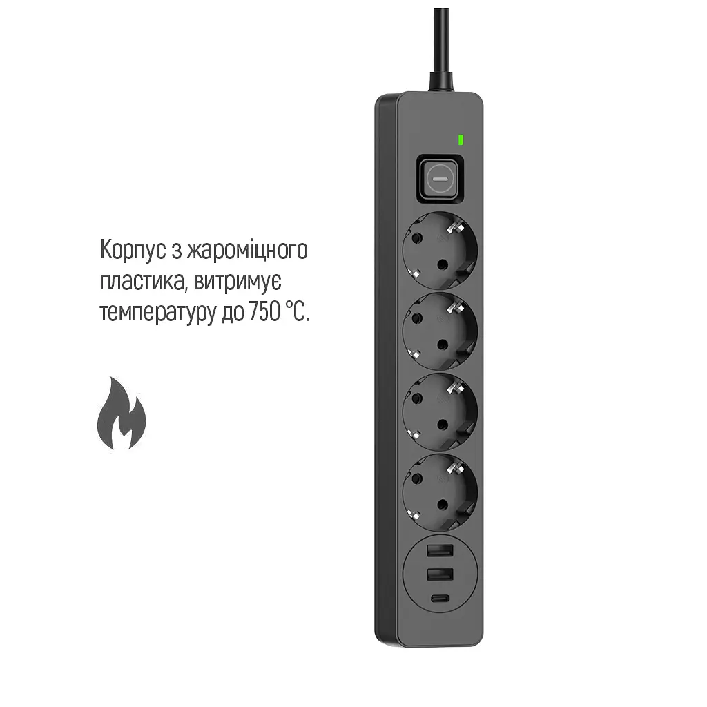 Мережевий фільтр живлення ColorWay CW-CHE435PDB, 4 розетки/3USB 5M (CW-CHE435PDB) - фото 9