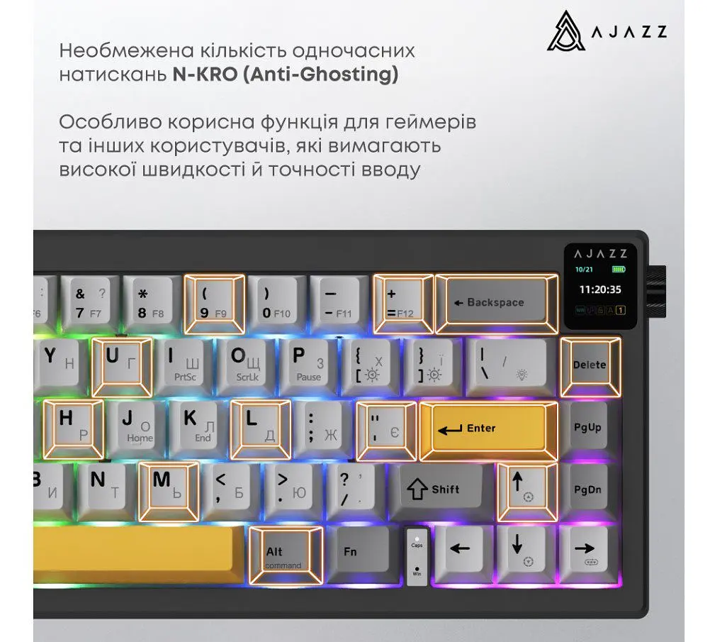 Клавіатура ігрова механічна бездротова Ajazz AK-650B Black RGB Flying Fish Switch Hot-Swap 2.4G/Bluetooth/USB - фото 15