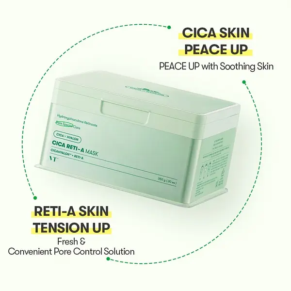 Набір зволожувальних відлущувальних тканинних масок VT Cosmetics Cica Reti-A Mask 30 шт. 350 г (VTC069) - фото 3
