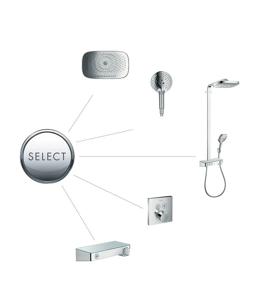 Душова система Hansgrohe Raindance Select E 300 3Jet з термостатом ShowerTablet хром/білий 27127400, Хром - фото 3
