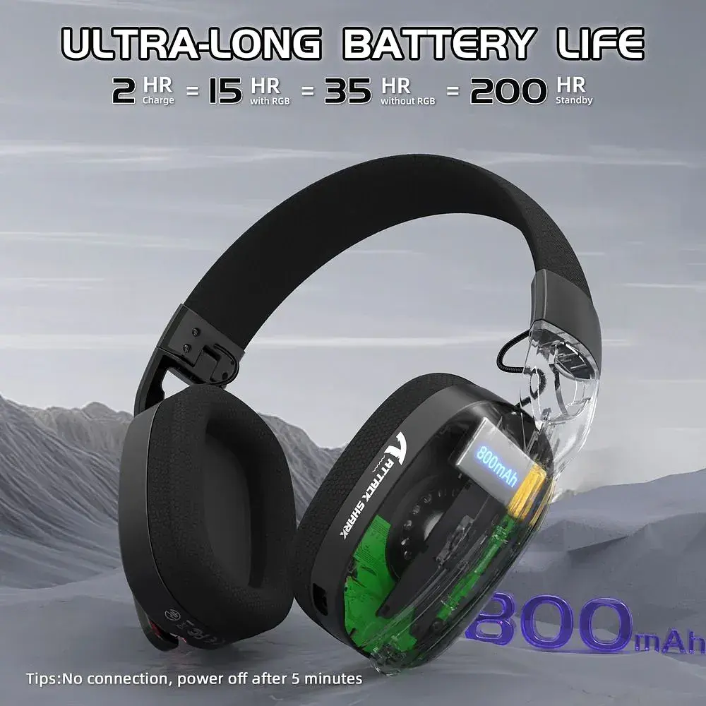 Ігрова гарнітура Attack Shark L90 Wireless,2.4GHz/Bluetooth/3.5mm PS4/PS5/Switch/Xbox/Mac/PC Black (L90B_AS) - фото 6