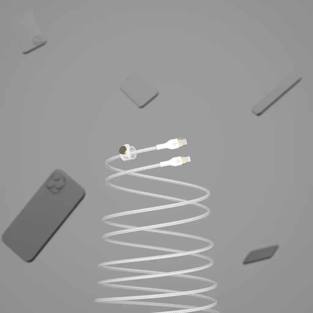 Кабель Belkin USB-C > Lightning заряджання/синхронізації 1м, Type-C, плетений, силіконовий, з ремінц teh0013624 - фото 8