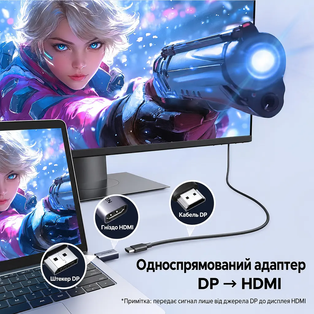 Відеоадаптери UGREEN DP130 DisplayPort - HDMI 4K 30 Гц 2 шт. синьо-сірі (55935) - фото 13