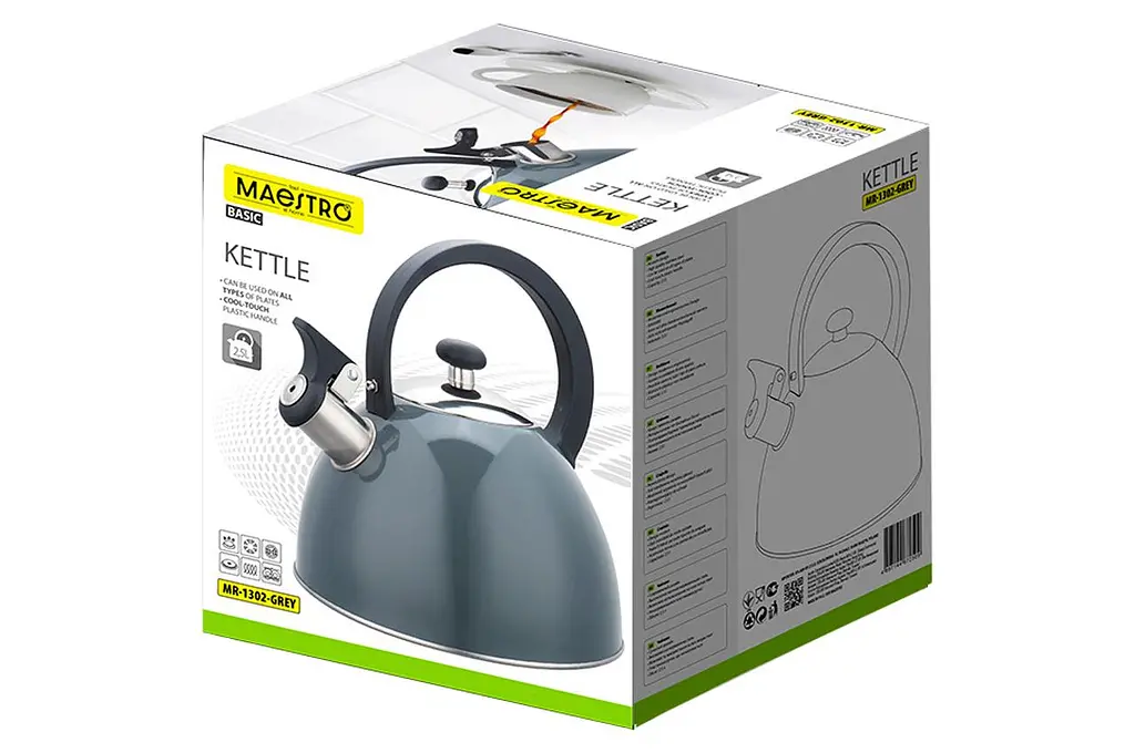 Чайник со свистком нержавеющая сталь Maestro MR-1302-GREY на 2.5л для всех типов плит серый - фото 3