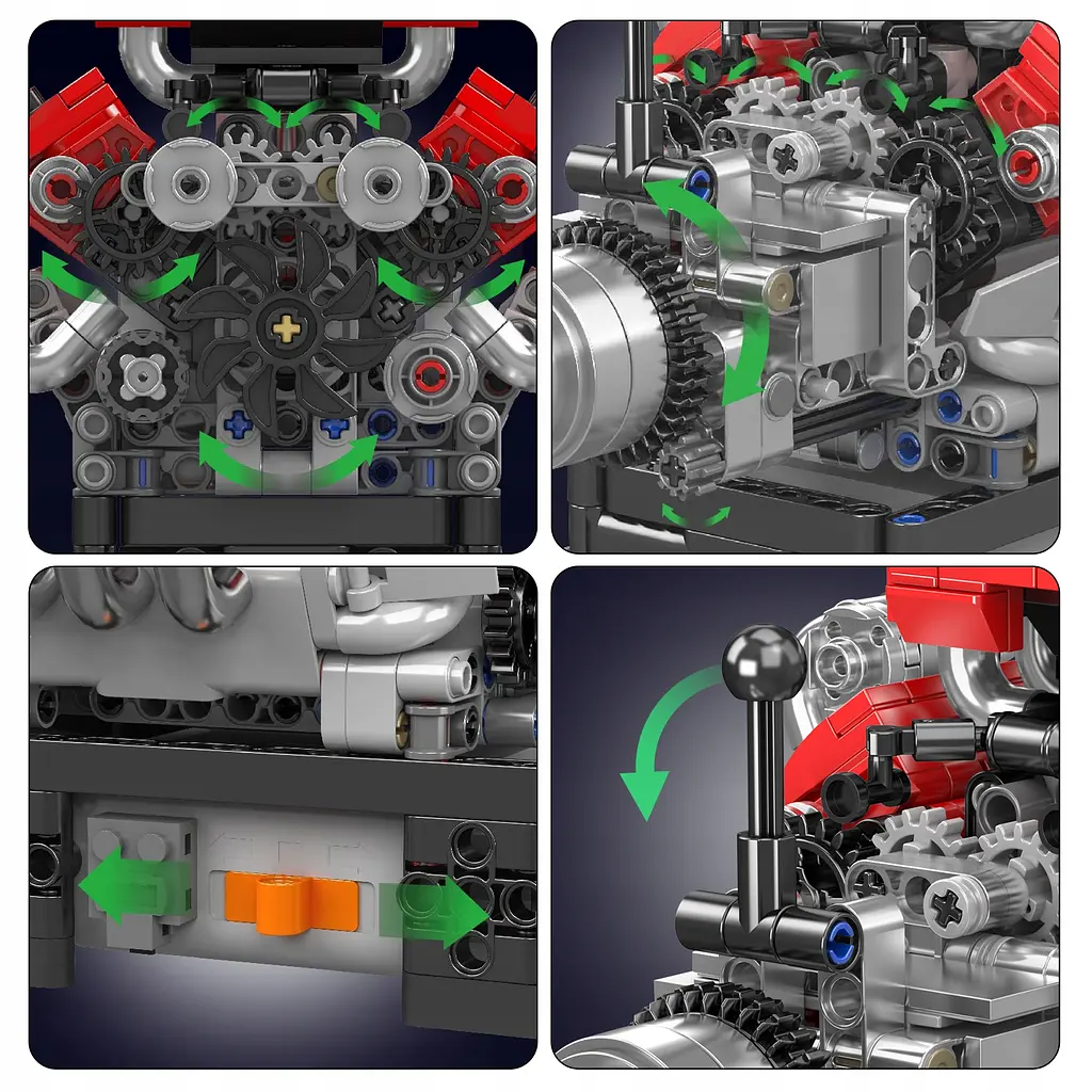 Конструктор двигун Mould King Ferrari V8 моторизований восьмициліндровий для дітей та дорослих мотор 750 деталей - фото 6