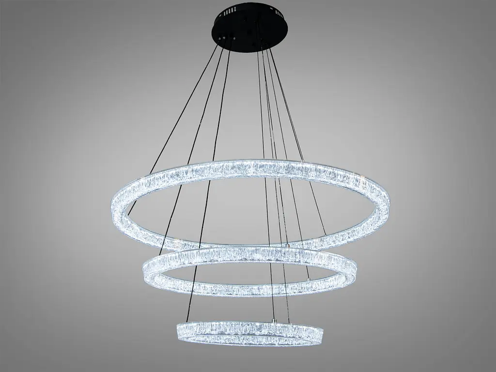 Підвісна LED люстра до 30 м2 Diasha 1712/800+600+400ABK, три кільця, чорна, 125 W - фото 2