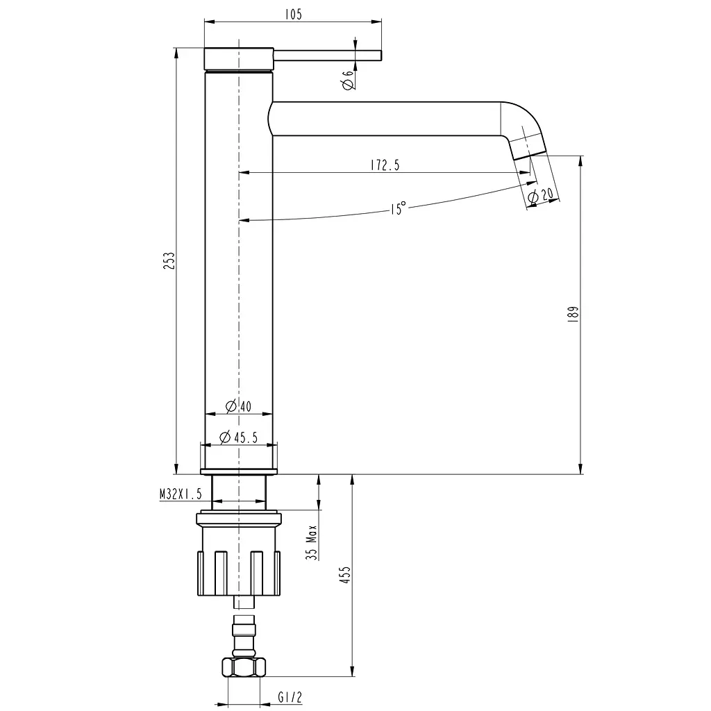 Змішувач для умивальника Topaz Loft TLF 32203-H75-C Хром - фото 7