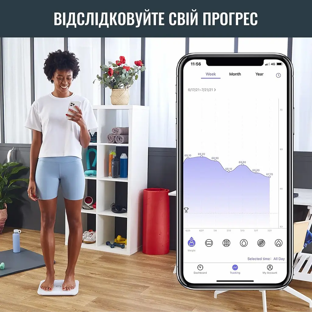 Ваги підлогові Tefal Goodvibes Sport Bluetooth 180 кг 4xAAA в комплекті скло білі - фото 6