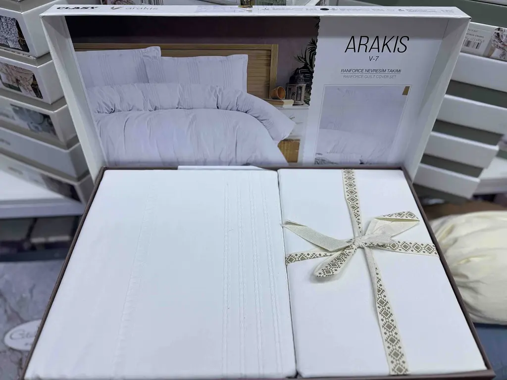 Постільна білизна Arakis V7 Beyaz Ранфорс Жаккард Clasy pbe0052098 - фото 3