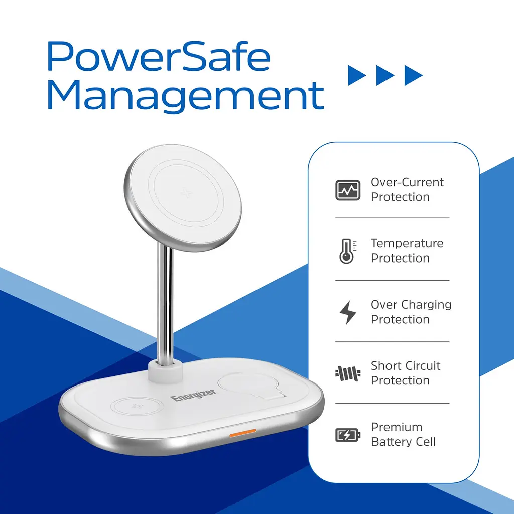 Зарядний пристрій 15W 3-in-1 Magnetic Wireless Fast Charger білий Energizer - фото 10