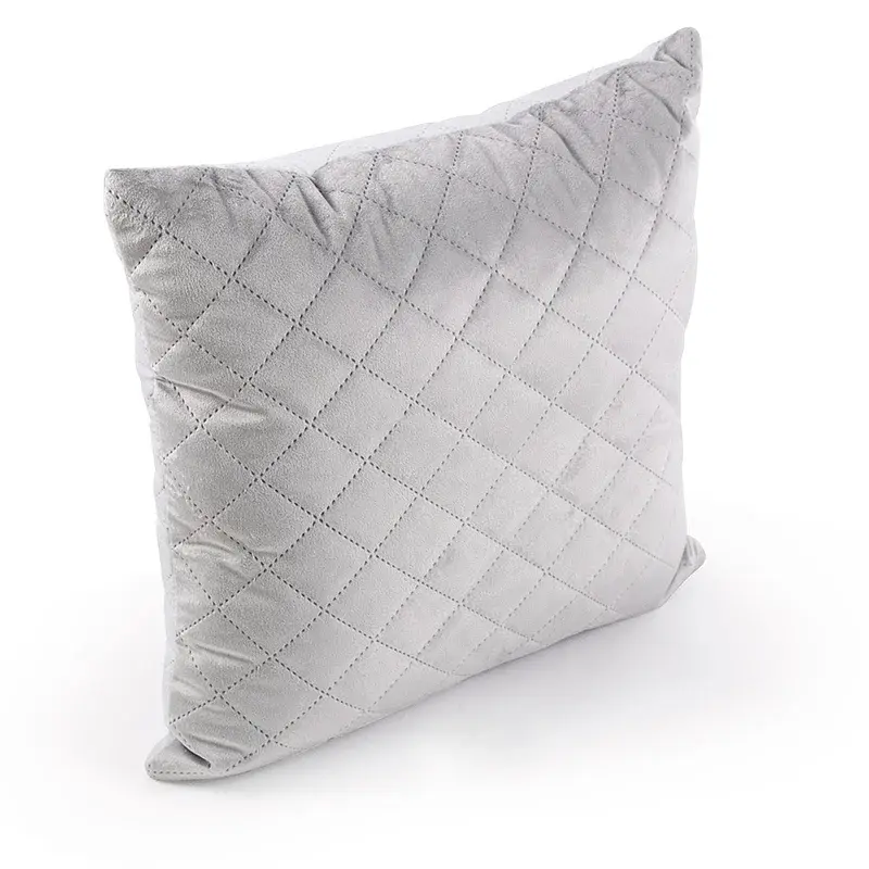 Двостороння декоративна подушка Руно Velour Grey ромб 40х40 см сіра