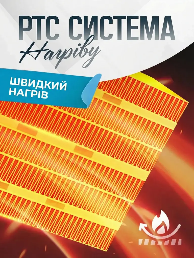 Тепловентилятор з авто-поворотом і нічником, 3 режими, Обігрівач-дуйка 2000W з імітацією каміна, Білий (3386509451) - фото 3