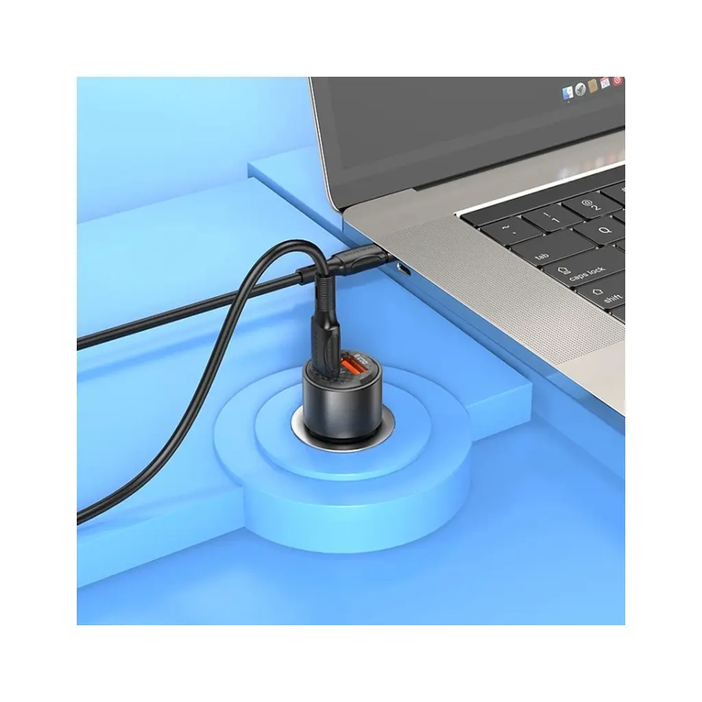 Зарядний пристрій BOROFONE 1xUSB-C PD 65 Вт + 1xUSB QC 3.0 83 Вт автомобільний адаптер прозоро-чорний (6941991101625) - фото 3
