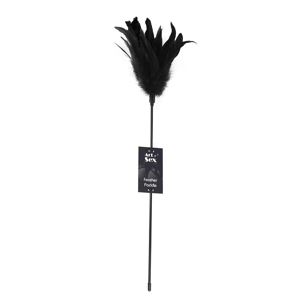 Щекоталка черная Art of Sex - Feather Paddle, перо молодого петуха - фото 3