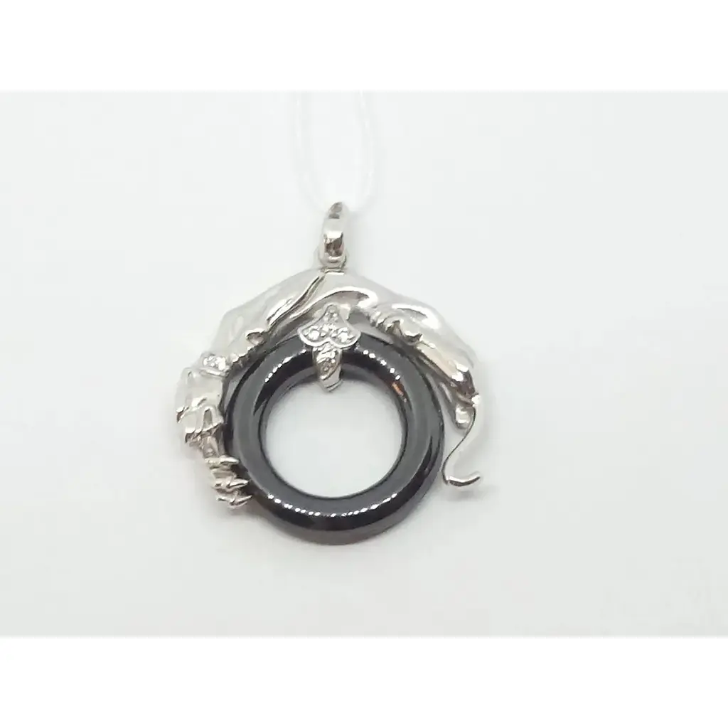 Срібна підвіска Харківська ювелірна фабрика з керамікою і фіанітами. 500374-КРЧ - фото 2