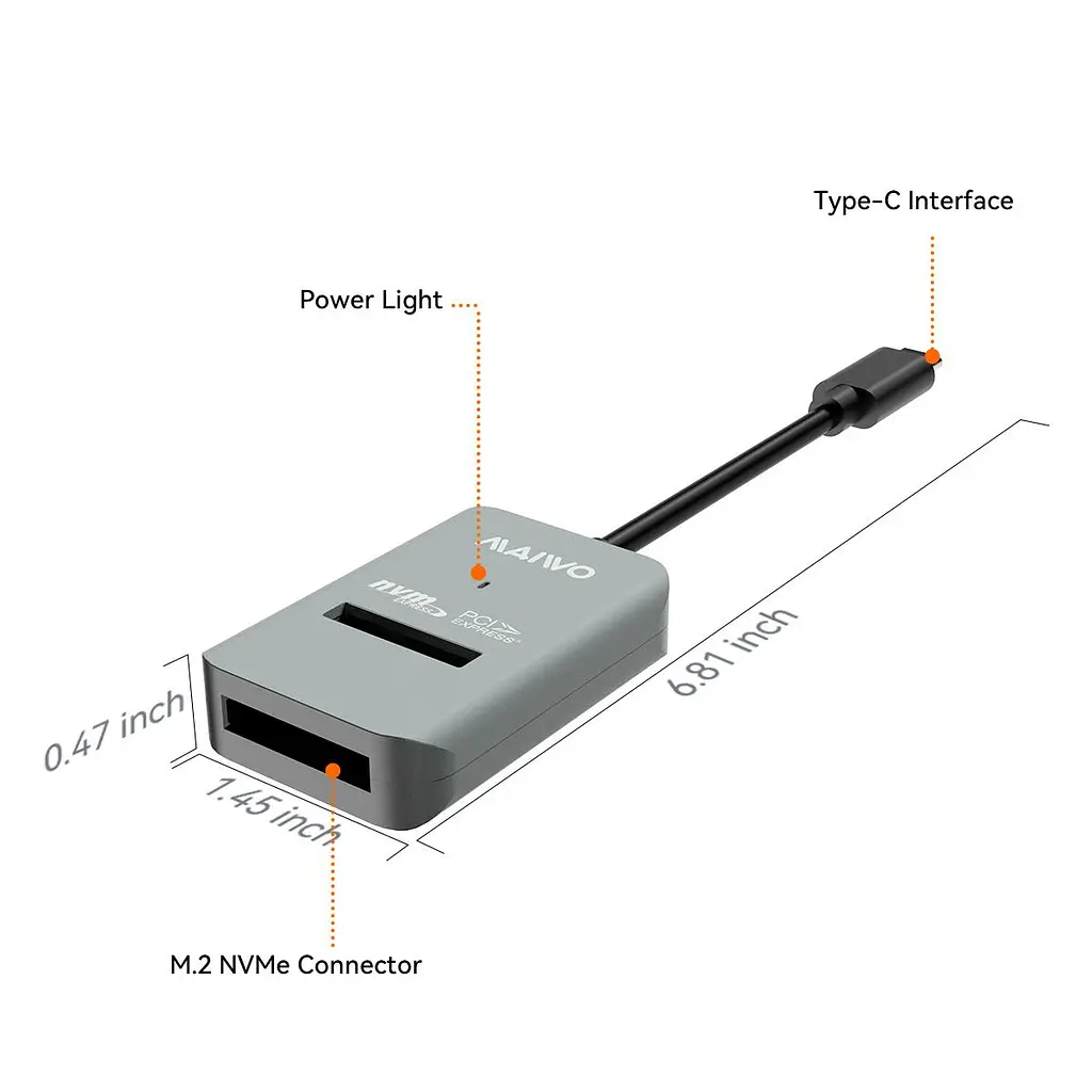 Док-станція Maiwo M.2 NVMe PCIe USB 3.1 Type-C Сірий (K1696P 6402) - фото 2