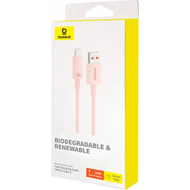 Кабель Baseus Habitat Series Fast Charging Cable USB to Type-C 100W 2m P10360203421-01 Pink - фото 4