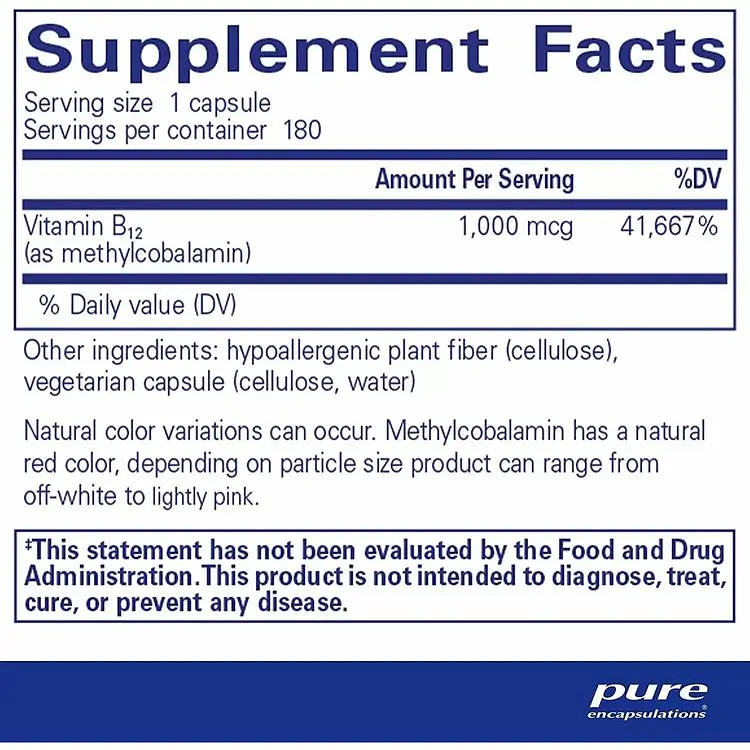 Витамин В12 Pure Encapsulations 60 капсул - фото 2