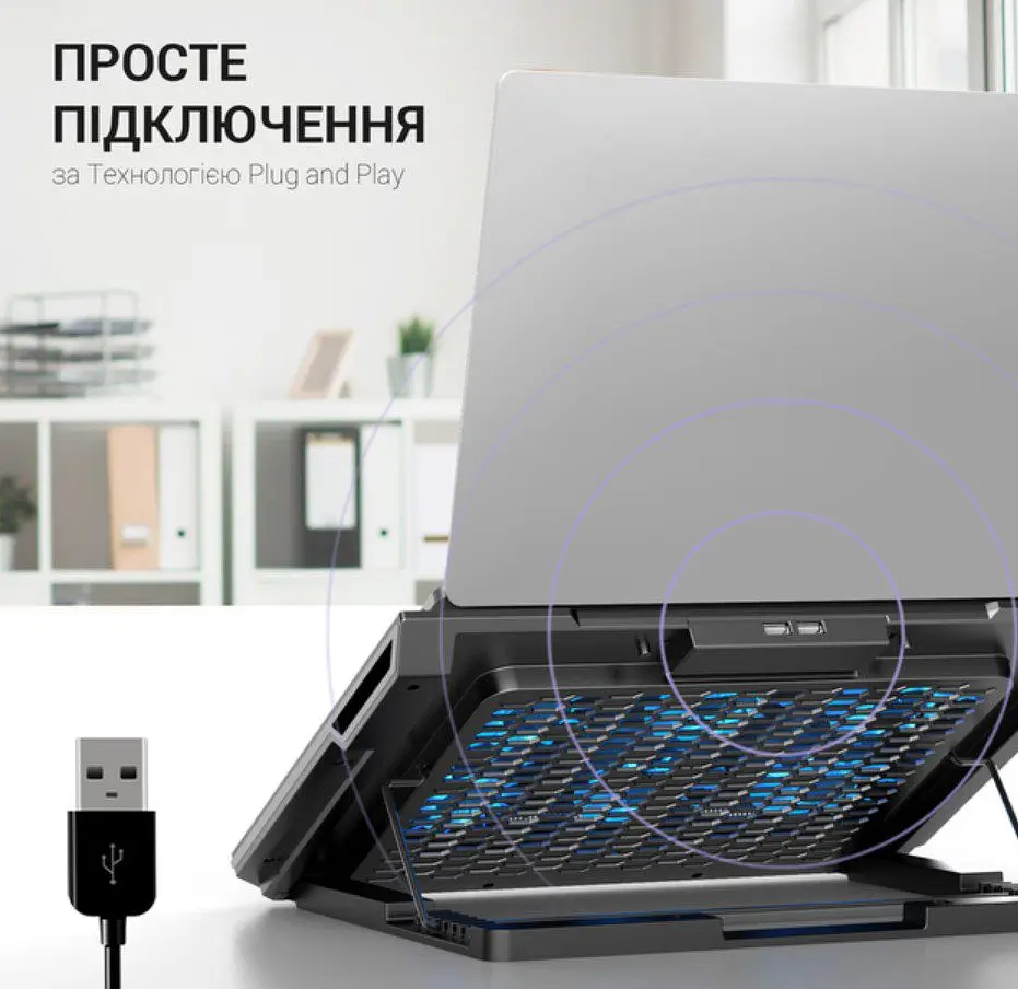 Охолоджувальна підставка для ноутбука до 18 дюймів GamePro GPCP-890 RGB 2xUSB 6xfans - фото 5