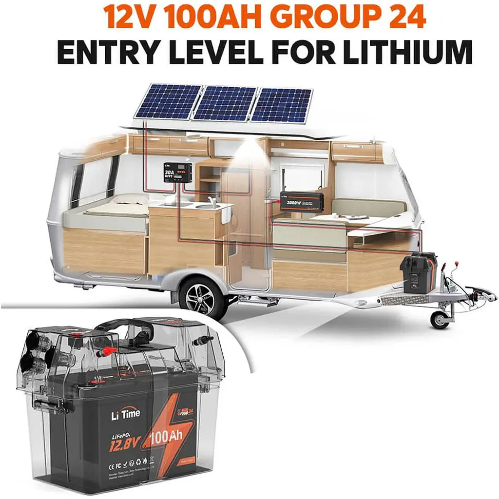 Акумулятор Li Time LiFePO4 12V [12.8V/100Ah/1280Wh] Group 24 [123756] - фото 3