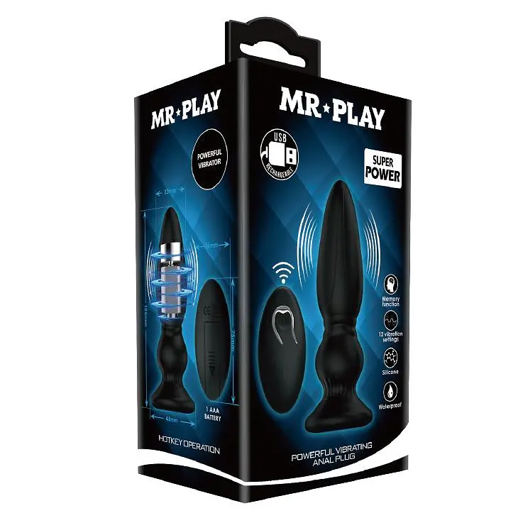 Анальна пробка LyBaile Mr.Play Vibrating Prostate Massager 12.5 см (чорний) - фото 9