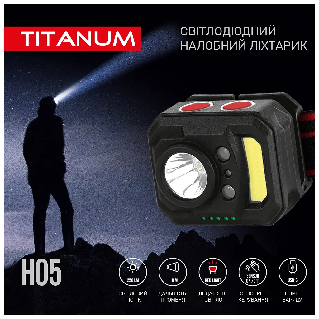 Ліхтар TITANUM 250Lm 6500K (TLF-H05) - фото 3