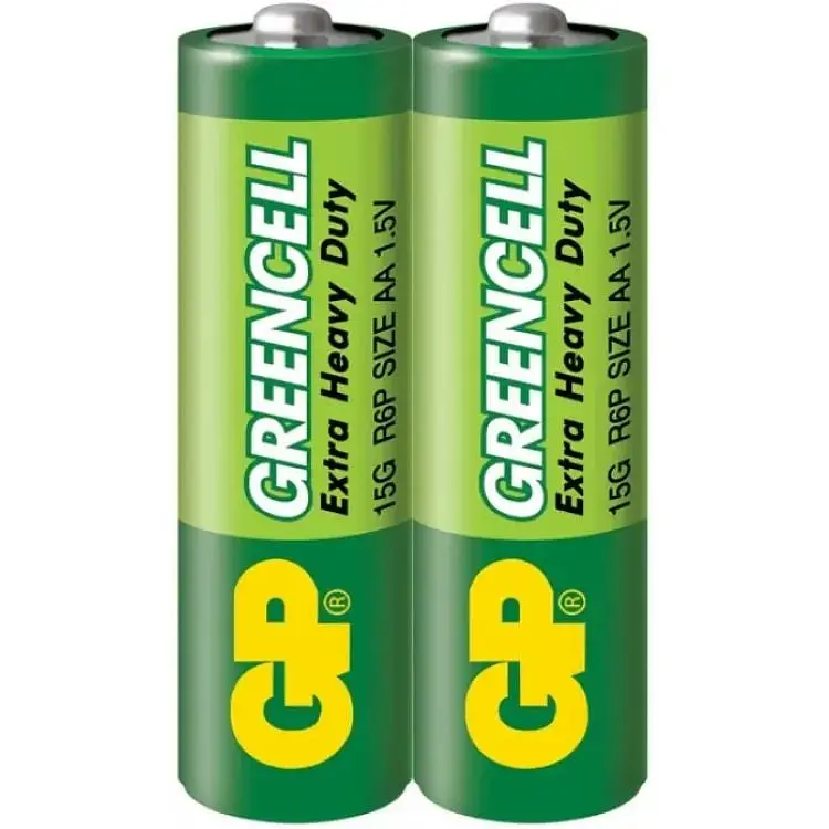 Батарейки GP зеленый CELL 1.5V солевые, 15G-S2, R6, AA 2 шт. - фото 1