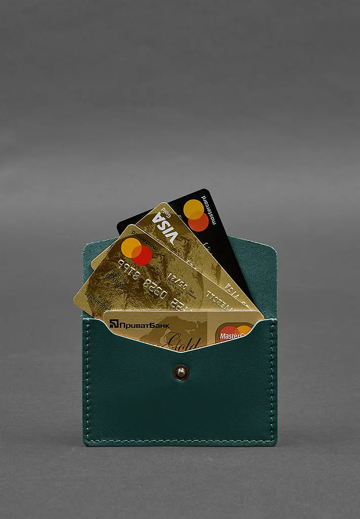 Кожаный кард-кейс 9.0 зеленый краст - фото 4