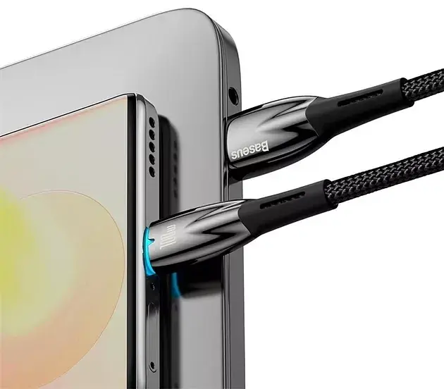 Кабель Baseus Glimmer Series Fast Charging Cable USB to Type-C 100W 2m CADH000501 Black - фото 5