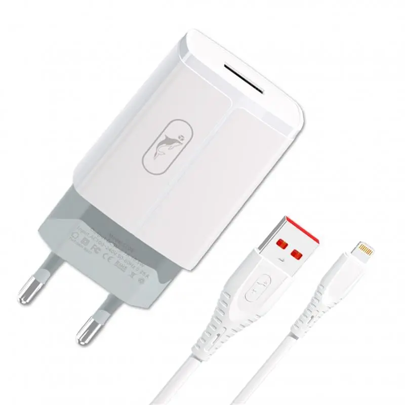 Мережевий зарядний пристрій SkyDolphin SC06L (1USBx2.4A) Білий (MZP-000178) + кабель Lightning