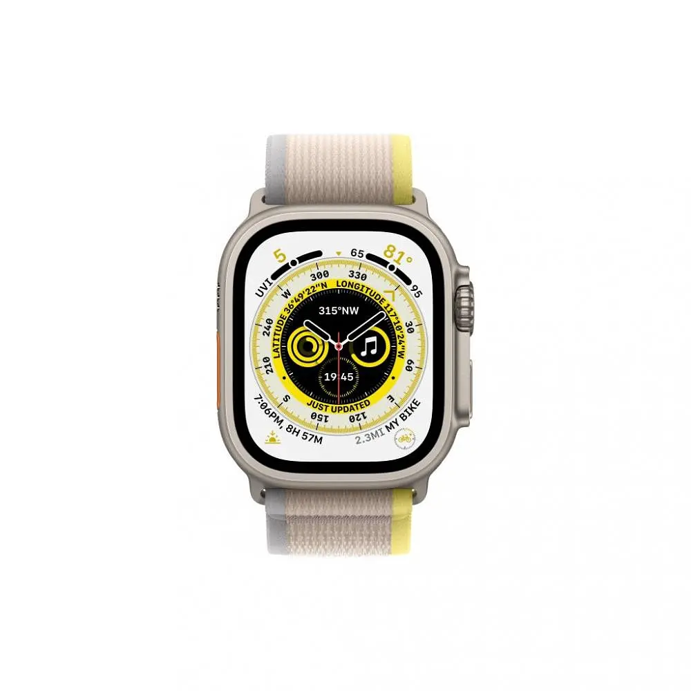 Смарт-годинник Apple Watch Ultra GPS + Cellular 49 mm Titanium Case with Yellow/Beige Trail Loop-M/L (MQF23/MQFU3) - фото 5