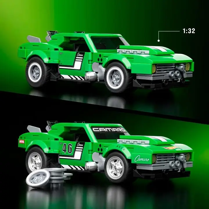 Коллекционная машинка-конструктор Hot Wheels Mattel Brick Shop Speed Camaro ​​(JFT16) - фото 4