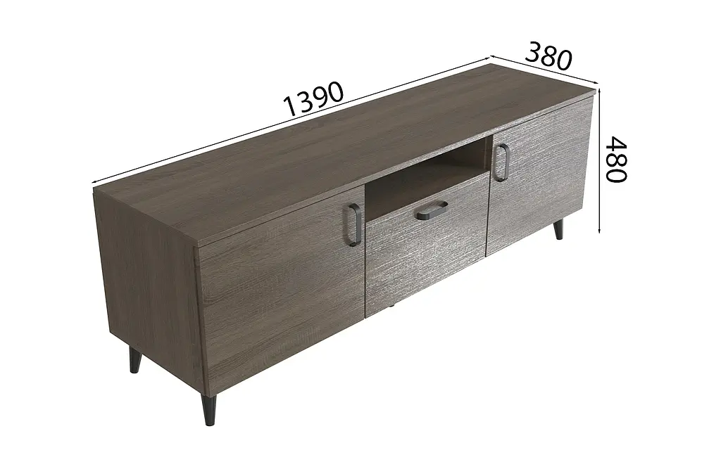Тумба Лестер на конусных ножках Ferrum-decor 48x139x38 Черный металл ДСП Дуб Сонома Трюфель 16 мм (FRD-106805) - фото 2