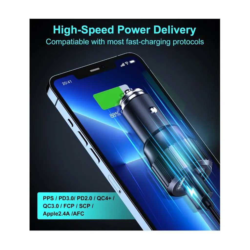 Зарядное устройство для Choetech car USB-A/USB-C 63W QC3.0/PD/PPS black (TC0010-BK) - фото 7